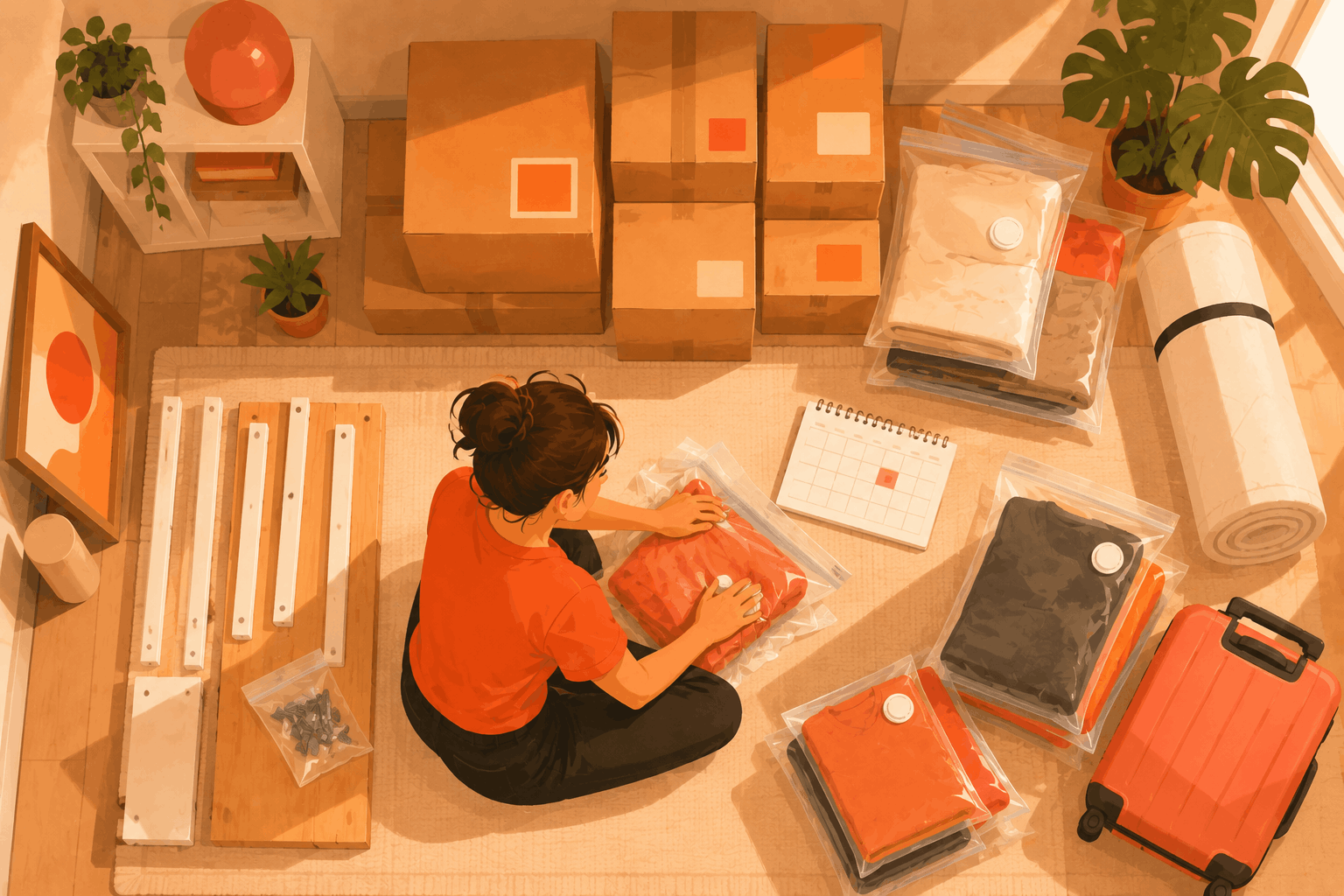 Dónde guardar tus cosas en verano cuando estudias fuera de casa 5 Cajas etiquetadas y bolsas de vacío preparadas para guardar las cosas en verano y recuperarlas en septiembre